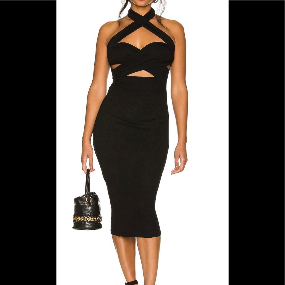 Black ribbed midi dress